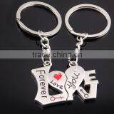 Fashion Metal Silver Couple Keychain