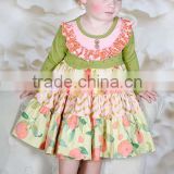 Flower pattern decorative baby kids cotton dress wholesale cute puffy dress