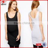 Stretch Fabric Elegant Maternity Dress Long Tank Dress with Ruched Detail