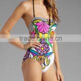 Designer Popular Digital Print Flower Hot Women Swimwear 2015 Sexy One Piece Bathing Suits in Stock thumbnail-3