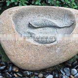 Natural Stone Water Bowl With Fish Sculpture