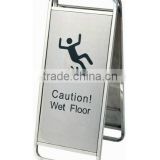 Stainless steel luxury floor double sides standing sign and stainless steel wet floor sign