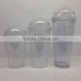 New Food Grade plastic double wall cup with dome lid and straw