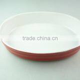 Wholesale Oval Glazed Ceramic Bake Plate With Handle for Daily Use thumbnail-2