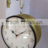 Brass Beautiful Antique Embossed Double Side Station Wall Clock, Drum Clock, Train Station Wall Hanging Clock, thumbnail-1