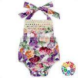 Baby Boutique Outfit Tassel Fringe Floral Bubble Romper thumbnail-2