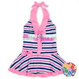 Children Stripe Patterns Halter Swim Dresses For Girls Kids Lovely Bikini Girls Swimwear