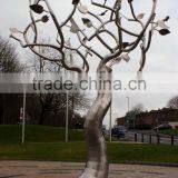 Large Stainless Steel Metal Tree Sculpture With Gold Fruit for Sale thumbnail-3