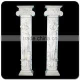Carving Stone White Marble Square Pillar Design