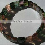 AA 7" 6-8mm Multicolor Flat Tourmaline Bracelet thumbnail-1