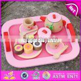 2017 New Design Pretend Play Toys Girls Pink Wooden Tea Set Toy W10B181 thumbnail-3