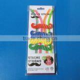 4 Pcs Multi Color Plastic Drinking Stache Straws thumbnail-1