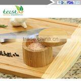 Round Bamboo Salt Box With Magnetic Closure is Eco-Friendly, 100% Organic Bamboo, Professional-Grade, Salt and Pepper Shaker thumbnail-2