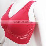 Fitness V-neck Sports Bra With Fishmesh Hole thumbnail-1