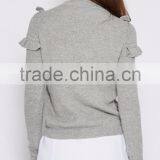 Long Sleeve Ruffle Knit Top Latest Saree Blouse Designs for Women thumbnail-5