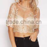 Fashion Women Clothes Mesh Lace Cropped Tops Summer Sexy Lady Tops thumbnail-1