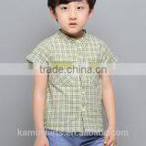 Aliabba Wholesale Fashion Boy Shirts Band Collar Short Sleeve Checks Shirts for Children thumbnail-2