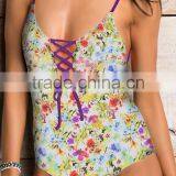 Ladies Fashion Print and Tied One-piece Swimwear thumbnail-3