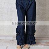 Casual Girls Denim Pants Boutique Jeans Ruffle Pants for Kids Wide Leg Kids Pants thumbnail-3