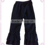 Hot Design Childrens Spring Wear Cotton Pants Cheap Black Ruffles Leggings 100% Cotton Black Solid Petti Trousers for Baby thumbnail-1