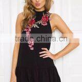 Black/White Flower Embroidery Sleeveless Dress Size S-XL thumbnail-2