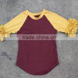 Pernickety Boutique Baby Girl Raglan Shirt Ruffle Long and the 3/4 Sleeve Wholesale 2016 Winter Shirt Children Girls Top thumbnail-5