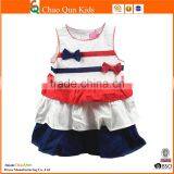 Latest Baby Cotton Frocks Designs Sleevess Tiered Bow Kids Dress thumbnail-1