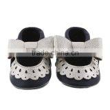 Two Color Matching Leather Moccains for Baby Girls, Lovely Baby Girl Leather Shoes thumbnail-3