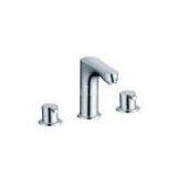 Three Hole Basin Mixer Faucet / Brass Lavatory Faucet With Deck Mounted