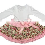 New product fashion clothing baby girls frock designs printed flower chothes ruffle dress