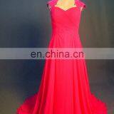 Elegant Lace Cap Sleeve Pink Chiffon Long Bridesmaid Dress Made In China thumbnail-2