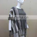 Vintage Style Rabbit Fur Knitted Shawls Fashionable Knit Shawls With Tassel Stylish Knitting Cape Poncho thumbnail-2