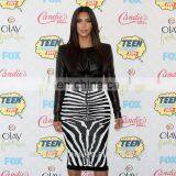 Long Sleeve Leather Ruck Crop Top and Midi Zebra-stripe Pencil Skirt Bodycon Bandage Dress Suit Sexy Evening Dresses for Women thumbnail-1