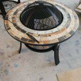 Outdoor Metal Brazier Square Table Firepit Garden Patio Heater/BBQ/Ice Pit With Waterproof Cover (Fire Pit & Grill) thumbnail-2