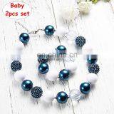 Girl Necklace + Bracelet Set Kids Chunky Bubblegum Bead 2pcs Set thumbnail-1