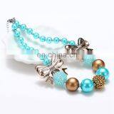 Blue Necklace Girl Kids Children Sweet Chunky Bubble Beads Necklace With Bow Candy Color Jewelry thumbnail-2