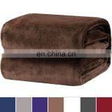 Brown Flannel Fleece Bed Blanket Lightweight Bedspread Blankets All Seasons Plush Warm Solid Blankets for Bed Couch Sofa thumbnail-1