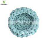 12 Colors Stock 100% COTTON SEAMLESS D2-3cm Machine Washable Roving Yarn Filled Tube Braid Hand Knit Pet Plaid House Bed thumbnail-4