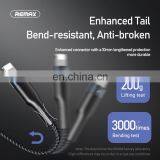 Remax RC-070th 1.2M 3 in 1 Usb Cable 2a Fish Net Nylon Braided Usb Cable Mobile Phone Charger Cable thumbnail-6