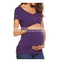 European And American Women's Fashion Popular Maternity Multi-Functional Breast Feeding Short Sleeve Shirt Women thumbnail-5