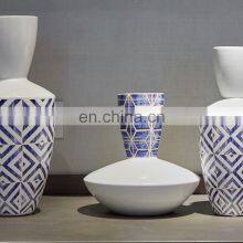Modern Geometric Pattern Rhombus Ceramic Porcelain Vase for Home Decoration thumbnail-3