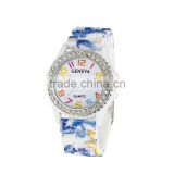 hot silicone watch , diamond geneva quartz watch water resistant