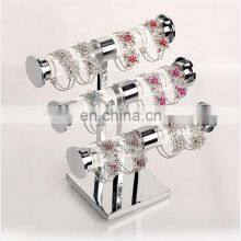 Retail Store Jewelry Acrylic Tube Metal Base 3 Tier Bangles Stand