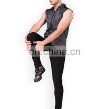 Summer/Spring Men 100% Cotton Pullover Gym Hoodie Custom Racerback Mens Sleeveless Hoodie thumbnail-3