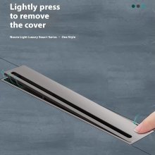 Modern Design All-Copper Strip High Displacement Floor Drain Insect-Proof and Deodorizing Bathroom Tile Insert Rectangle Shape thumbnail-4