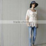 Women Tops Hot Embroidery Cotton Lace Fabric for Half Sleeve Cotton Vest thumbnail-4