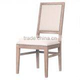 French Style Solid Oak Wood Design Dining Armless Chair With White Back thumbnail-2