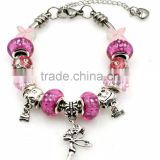Fashion 7/7.5/8 inch Pink Theme Wholesale Charms Bracelet Charms Stainless Steel Charms