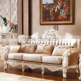 Luxury Classical French Italian European Antique Style Carved Rubber Solid Wood Frame Artistic Red Brown Leather Sofa Set Quality Choice thumbnail-1