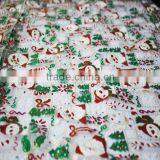 Printed Santa Claus and Christmas Tree Organza Fabric With Glitter for Christmas Decoration